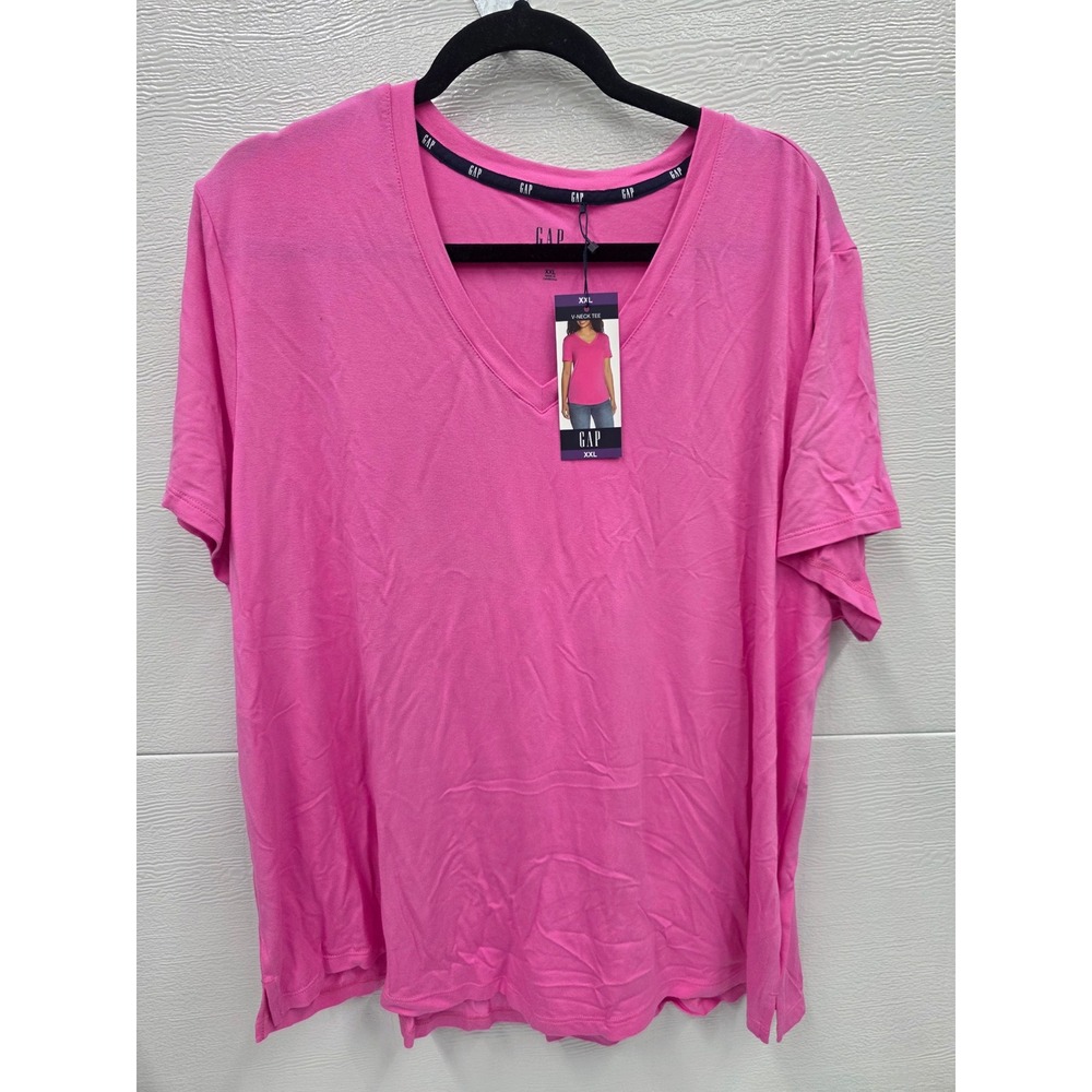 Gap Womens V-Neck Tee Pink Short Sleeve T-Shirt XXL GP007932
